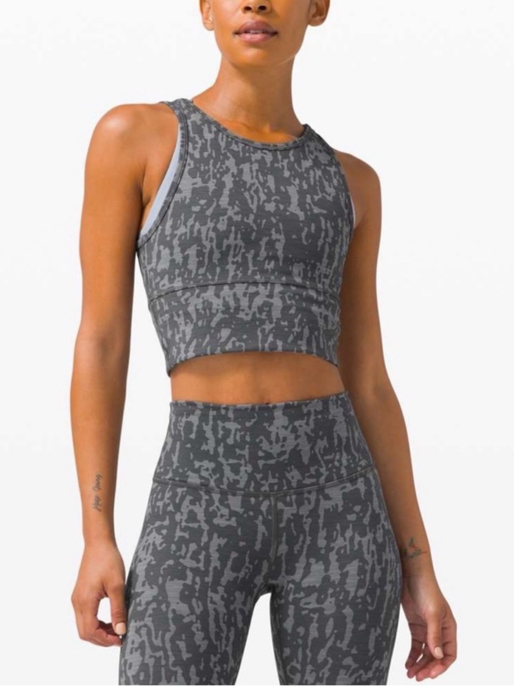 lululemon athletica Gray Camo High-Neck Crop Tank